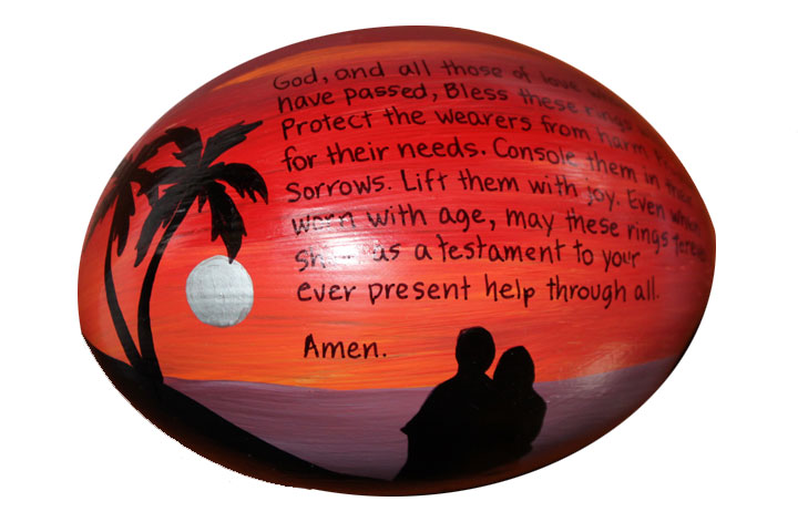 Wedding prayer on a coconut