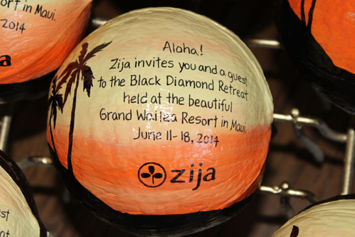 Incentive invitations coconut for the Presidents club annual sales conference