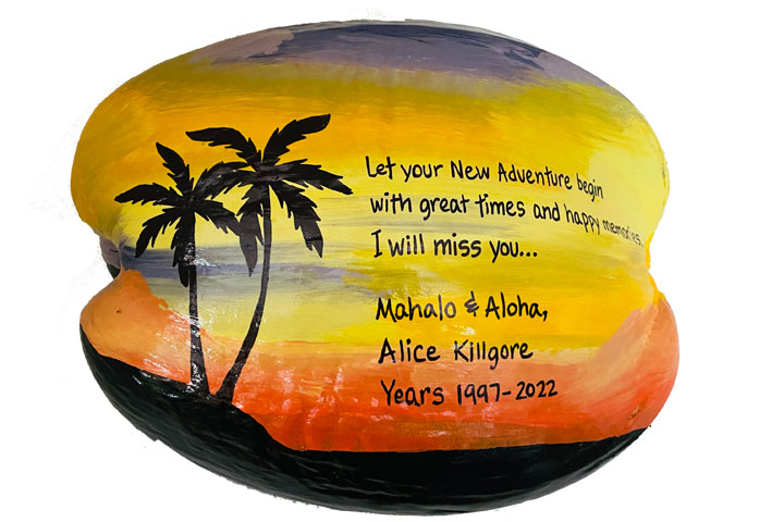 Painted coconuts for Retirement gifts